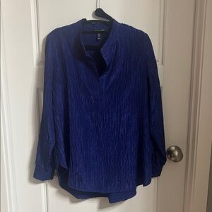 Eileen Fisher Deep Blue Textured Blouse NWOT
